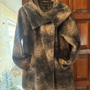 Nanette Lepore Navy Abstract Jacket Wool & Mohair size L